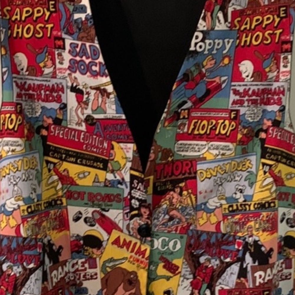 COPY - Comix cartoon vest by Capelli. Unisex. Fun for the comic book lover or a…